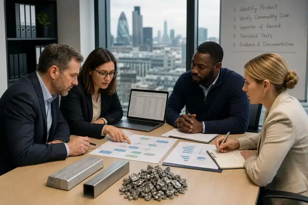 UK CBAM 2027: Przewodnik po importach stali i aluminium, UK CBAM 2027, CBAM UK, import stali i aluminium, kody towarowe HMRC, próg 50000 GBP, import złomu Londyn, mechanizm CBAM, opłaty węglowe UK, deklaracje celne UK, Premier Scrap Trading